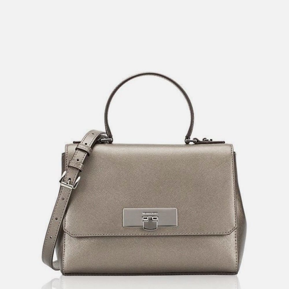 Michael Kors Saffiano Leather Callie Small Messenger Shoulder/handbag Nickel